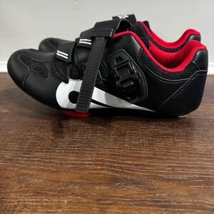 Peloton Cycling Shoes Black Red Indoor Spin Bike Shoes with Cleats Size 39